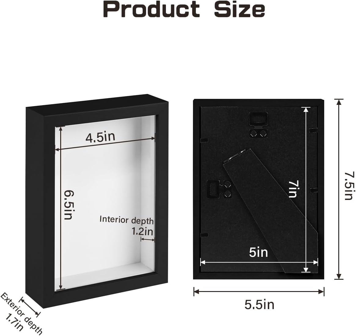 2 Pack 5x7 Small Shadow Box Frame with Glass, Black