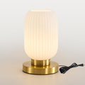Mid Century Modern Table Lamp, 6" White Glass Desk Lamp Plug In