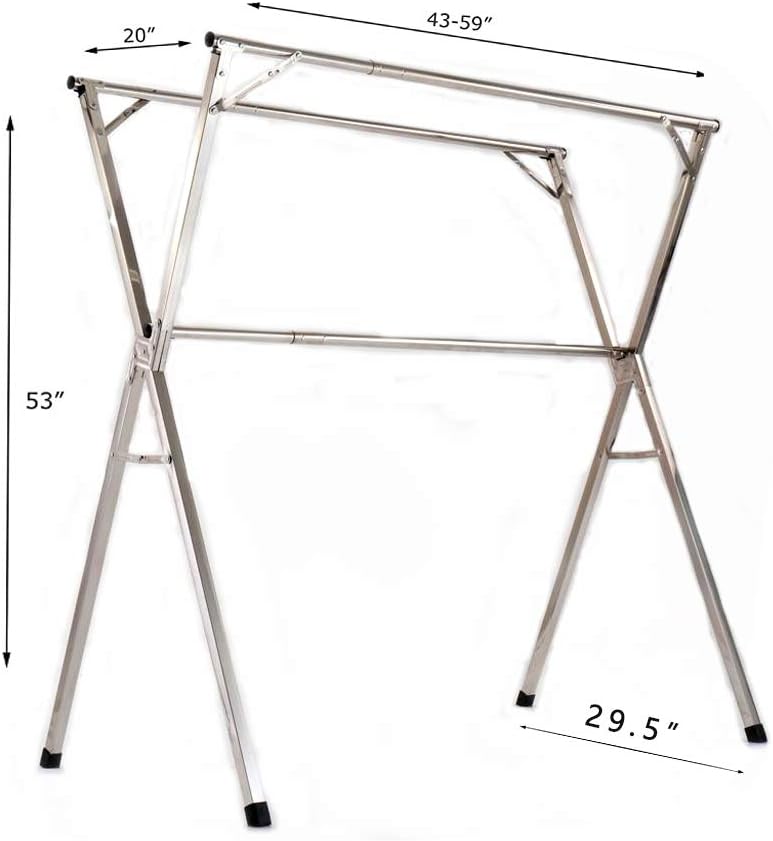 AIODE Clothes Drying Rack for Laundry Foldable Free of Installation Adjustable Stainless Steel Garment Rack