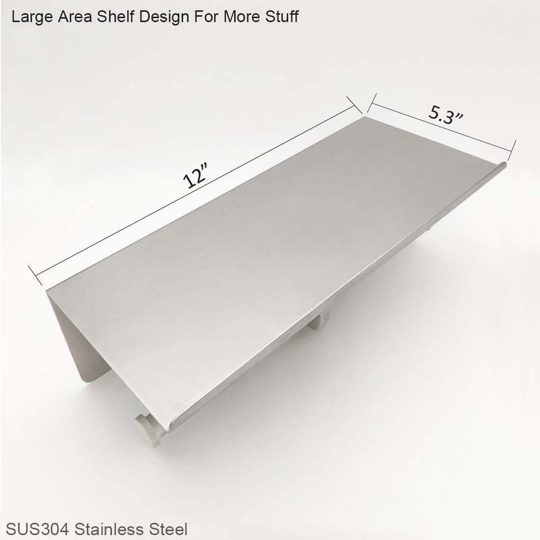 Large Double Toilet Paper Holder with Shelf, GZILA Dual Toilet Paper Rolls Holder Wall Mounted, Bathroom Mobile Phone Storage Rack, Tissue TP Dispenser, SUS304 Stainless Steel Brushed Nickel