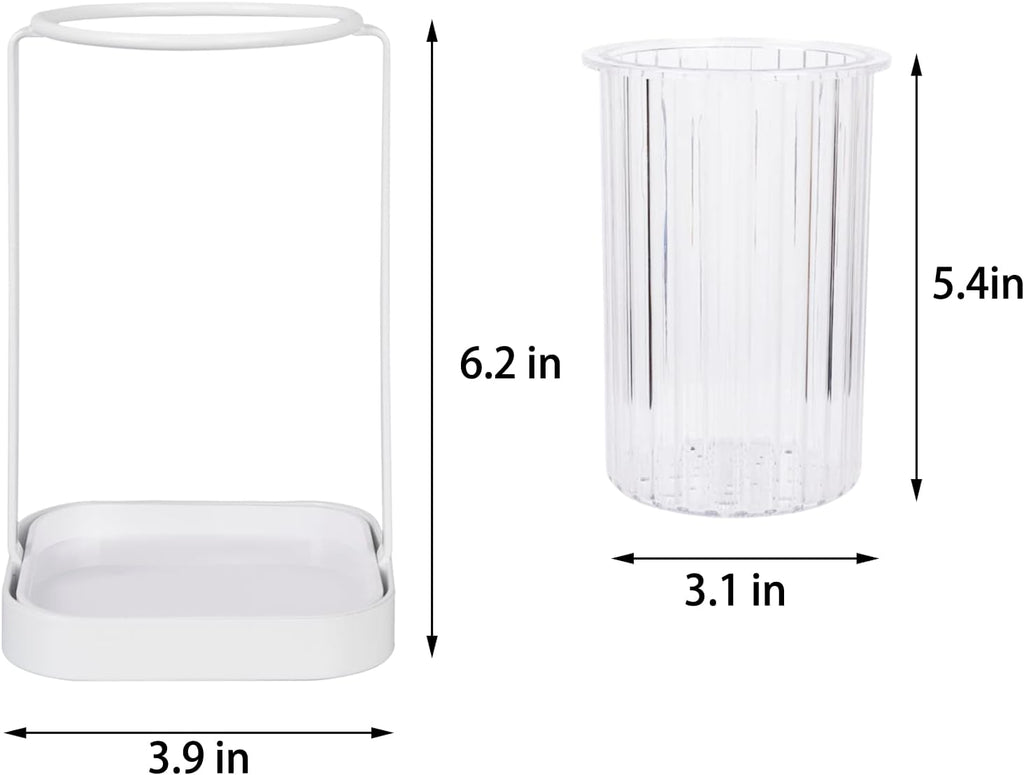 Toothbrush Holders with Drain Tray, Hanging Toothbrush and Toothpaste Holder Organizer Bathroom Caddy Countertop for Toothpaste, Razors, Electric Toothbrush - Clear