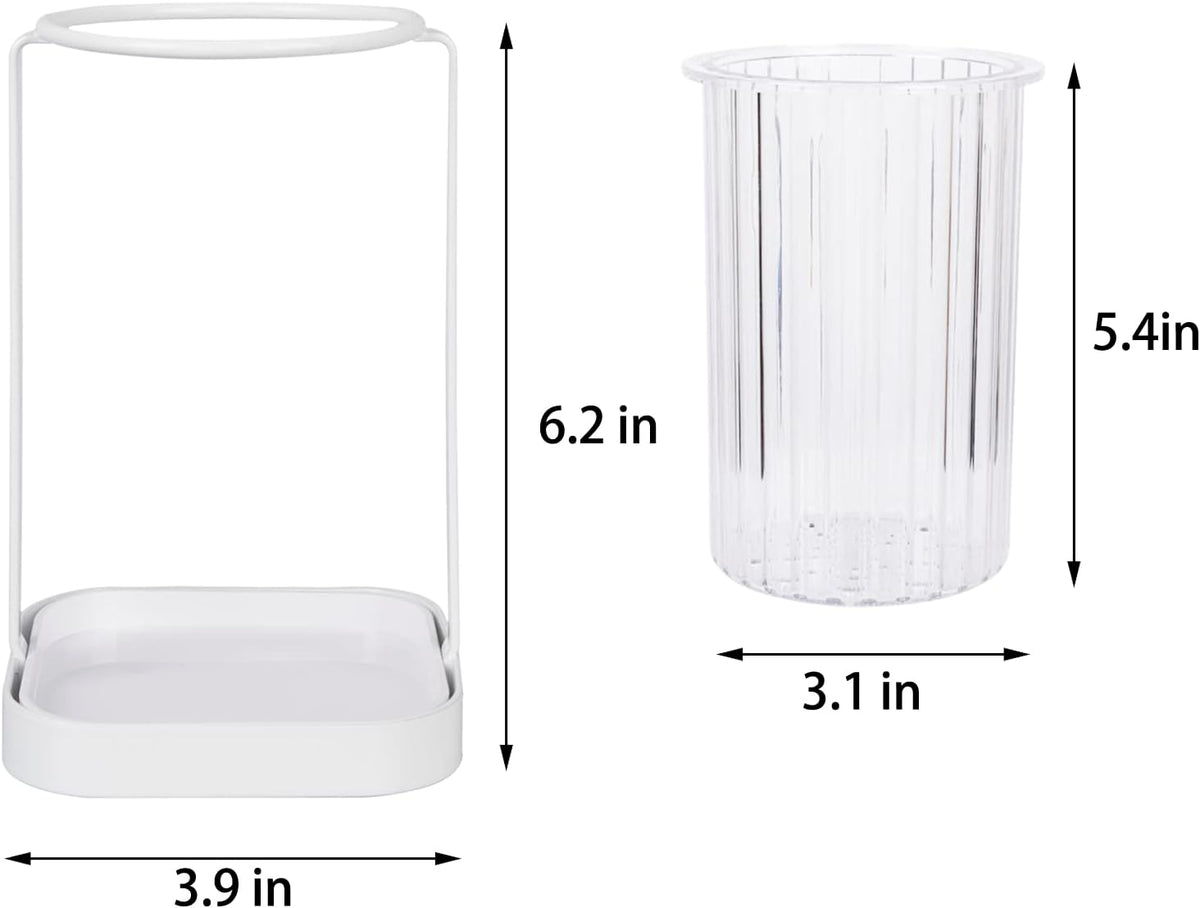 Toothbrush Holders with Drain Tray, Hanging Toothbrush and Toothpaste Holder Organizer Bathroom Caddy Countertop for Toothpaste, Razors, Electric Toothbrush - Clear
