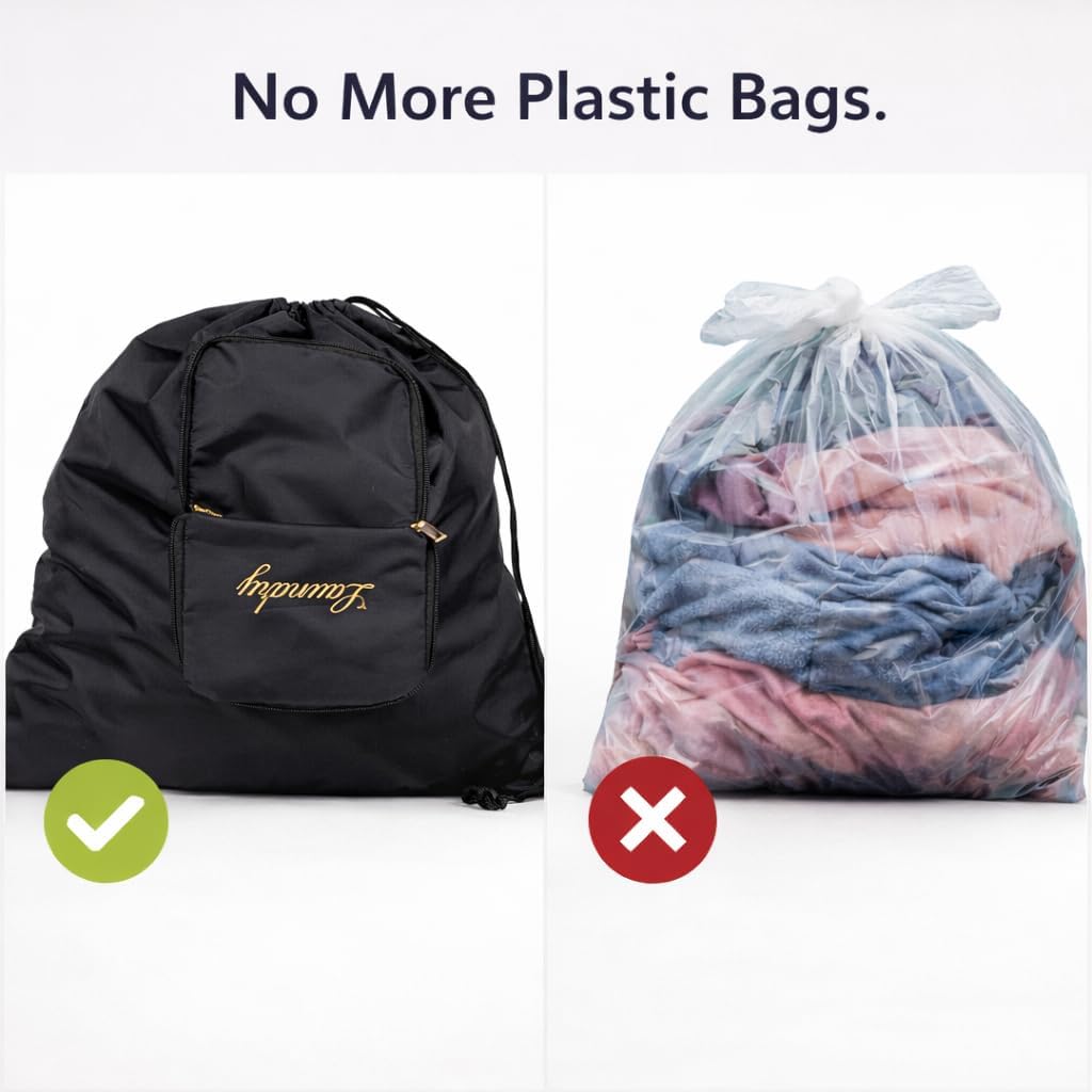 Travel Fanatics Laundry Bag for Dirty Clothes - Foldable Travel Laundry Bag for Suitcase, Hotels, Airbnbs, Cruises and Road Trips - Black