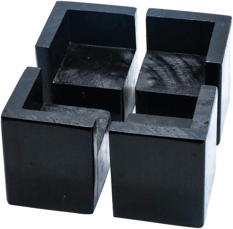 Mysummer Pack of 4 Furniture Risers Square Black Bed Risers, Add 2" Height to Sofa,Desks,Tables and Chairs Creat Underbed Storage Wood Furniture Legs