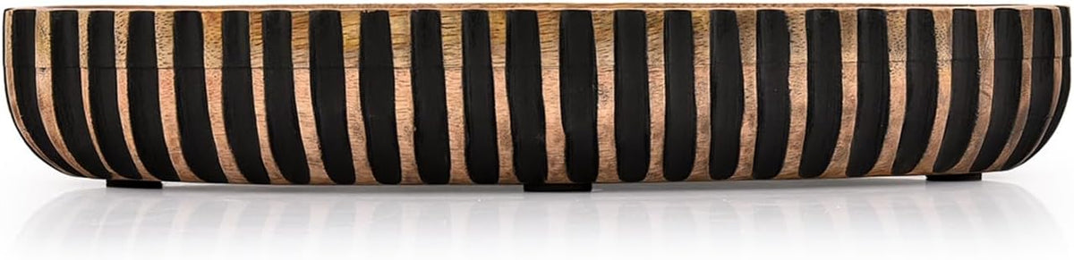 Kimona Decorative Bowl Wooden Centerpiece Table Decorations Decorative Long Wooden Bowl for Table Centerpiece (14" X 6" X 2.3")