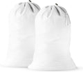 2 Pack - Cotton Laundry Bag, Heavy Duty Large Laundry Bags 24 x 36 inch Drawstring Travel Organizer Bag Fit Hamper Basket Camp (WHITE, Pack of 2)