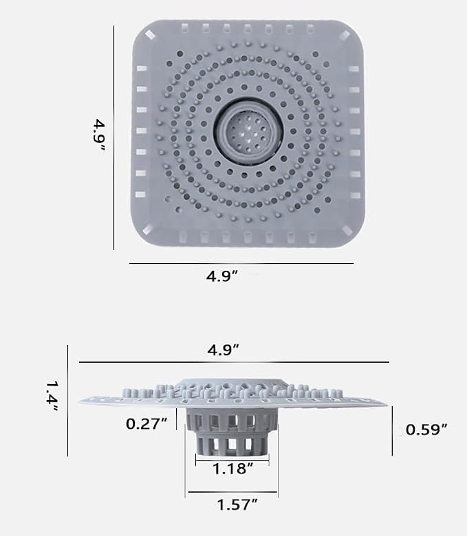 Drain Hair Catcher, Bathtub Drain Protecto 2 PCS （Gray Square）