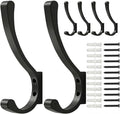Coat Hanger Hooks Wall Mount - Backpack Hooks,Metal Wall Hooks For Hanging Heavy Duty,Screw In Hooks For Hanging Clothes,Black Coat Hooks For Wall,Purse Hanger For Wall,Wall Mounted Bag Hooks (6 Pack)