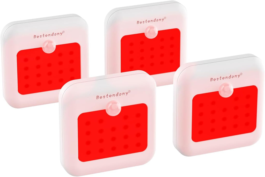 Red Light Motion Sensor Night Lights Rechargeable Red Lights Stick on Magnetic Lights 670nm Red Light Lamp for Sleep, Bathroom, Bedroom, Stair, Hallway, Travel, Home Decor, 4Pack