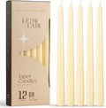 Leor & Lair Ivory Taper Candles, 12 Pack, 10" Unscented Ivory Candlesticks