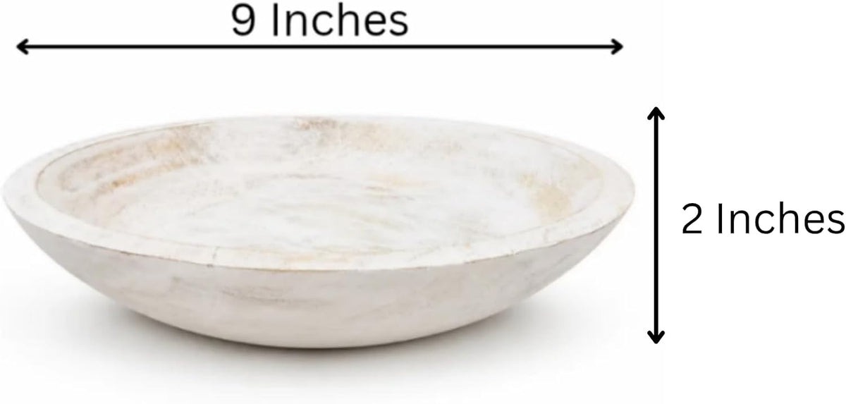Decorative Wooden Bowl for Keys Fruit Bowl For Kitchen Counter White