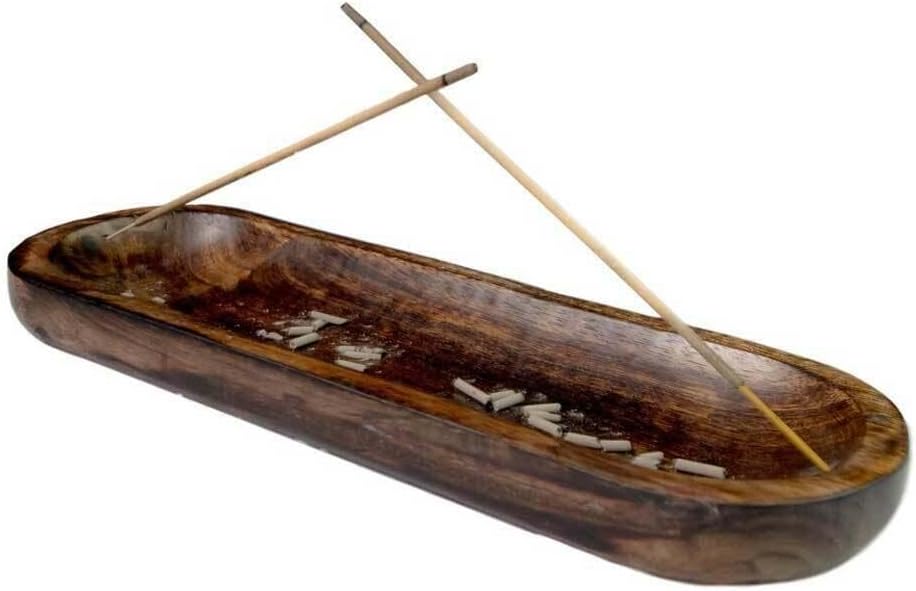 Wood Double Incense Sticks Holder Burner - Large Ash Catcher Handmade Home Decor
