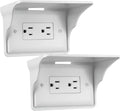 Horizontal Wall Outlet Shelf. Home Wall Shelf Organizer for Outlets. Perfect for Bathroom, Kitchen, Bedrooms with Cord Management and Easy Installation. White 2-Pack