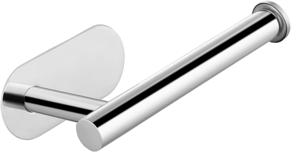 Self Adhesive Toilet Paper Holder, 304 Stainless Steel Wall Mounted Toilet Paper Holder, Adhesive Mounting, No Drilling Toilet Paper Holder Suitable for Bathroom, Kitchen, Toilet, RV (Chrome), 1 pack