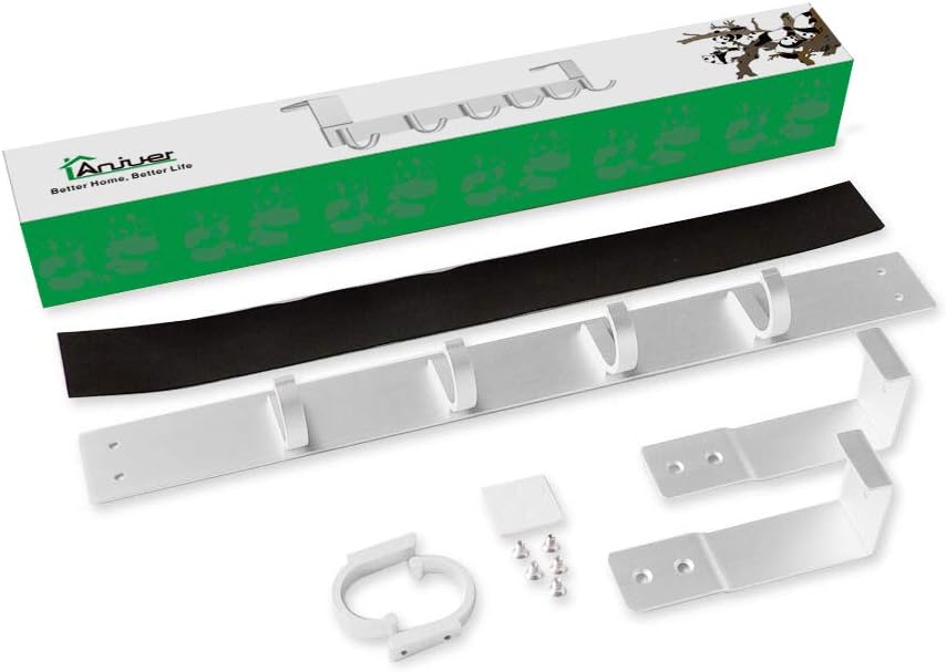 Door Hooks Hanger Rack, Aluminum Utility Organizer Holder for Kithchen Bathroom, 6 Hooks Over the Door Hanger Silver
