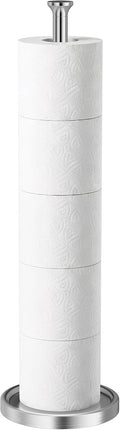 Toilet Paper Holder Stand, Free Standing Storage, Stainless Steel, Silver