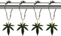 12Pcs Shower Curtain Hooks with Decorative Marijuana Leaf Pendant, Green