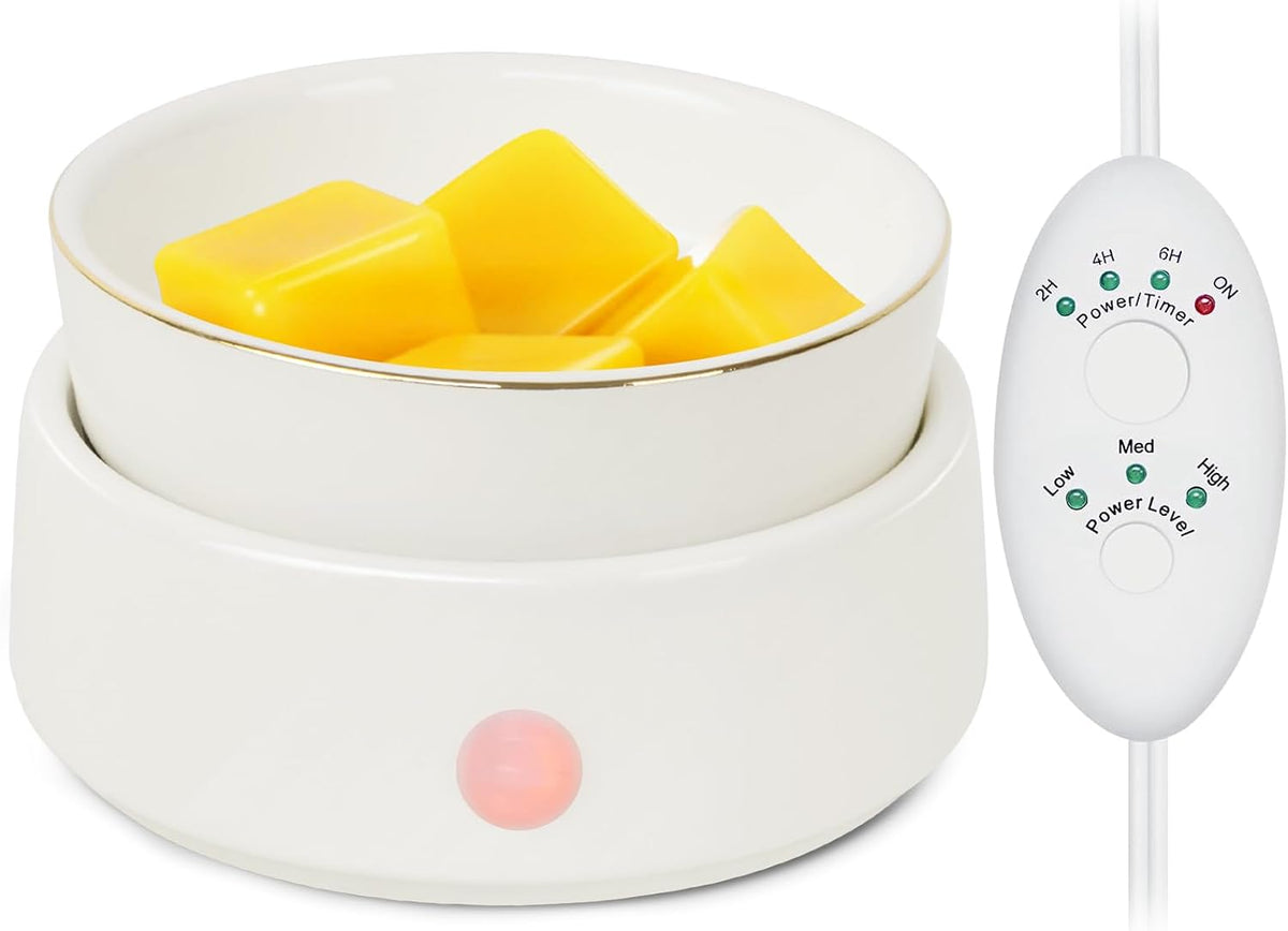 Candle Wax Melt Warmer with Safety Timer Auto Shut-Off Ceramic Electric Wax Burner Melter Timer Adjust Fragrance Intensity for Scented Wax Melts Candle Jars Essential Oils Home Office Gift Decor