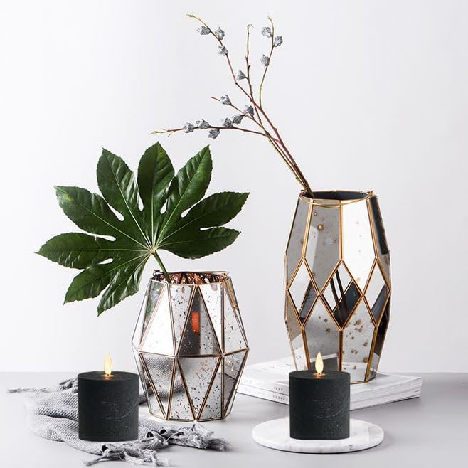 volnyus Black Flameless LED Pillar Candles Set of 2, 3x3 Inches Flat Top