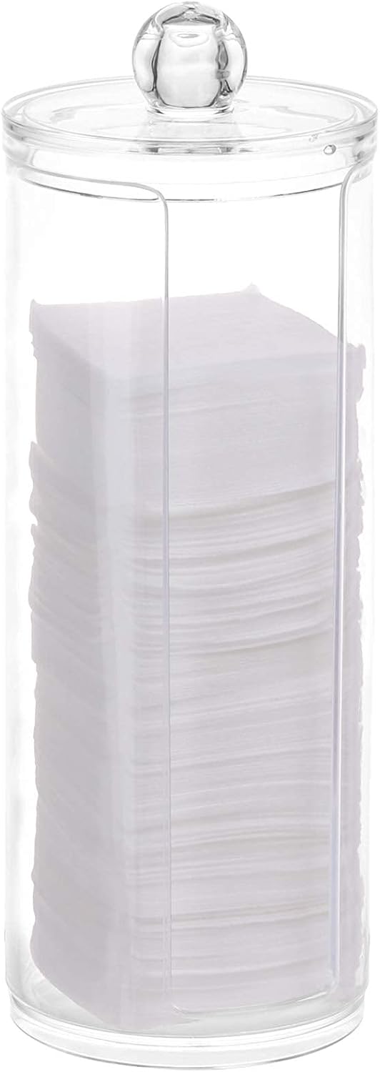 Tecbeauty Cotton Pad Holder Makeup Pads Cotton Swab Dispenser for Bathroom Storage,Clear, Acrylic, 2.9x7.5 inch
