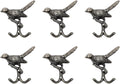 6 pcs Antique Silver Bird Decorative Wall Hooks for Hanging Coats, Keys, Towels, Bags, and More