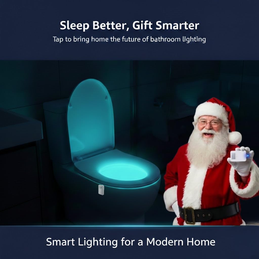 Chunace Toilet Bowl Night Light Motion Activated 3Pack, USB-C Rechargeable
