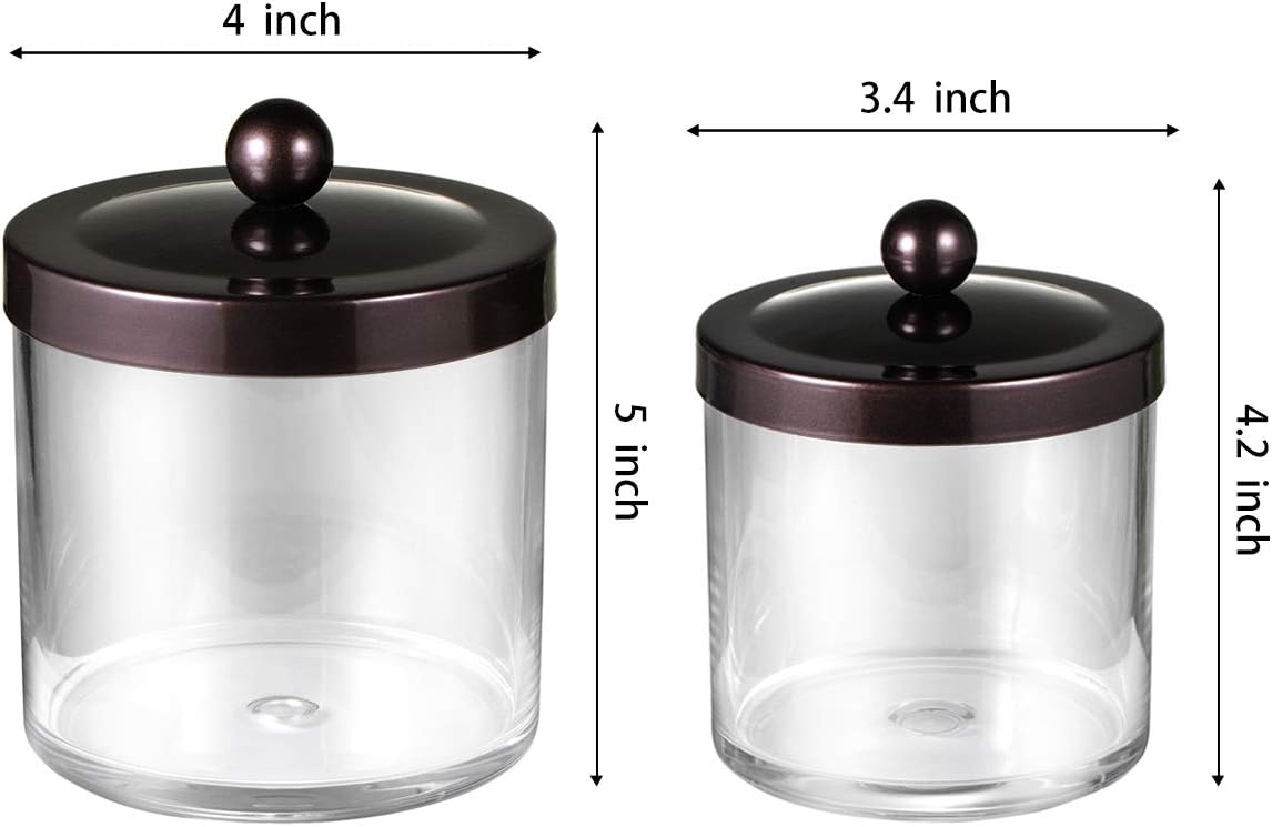 SheeChung 2 Pack Plastic Apothecary Jars with Bronze Metal Lids