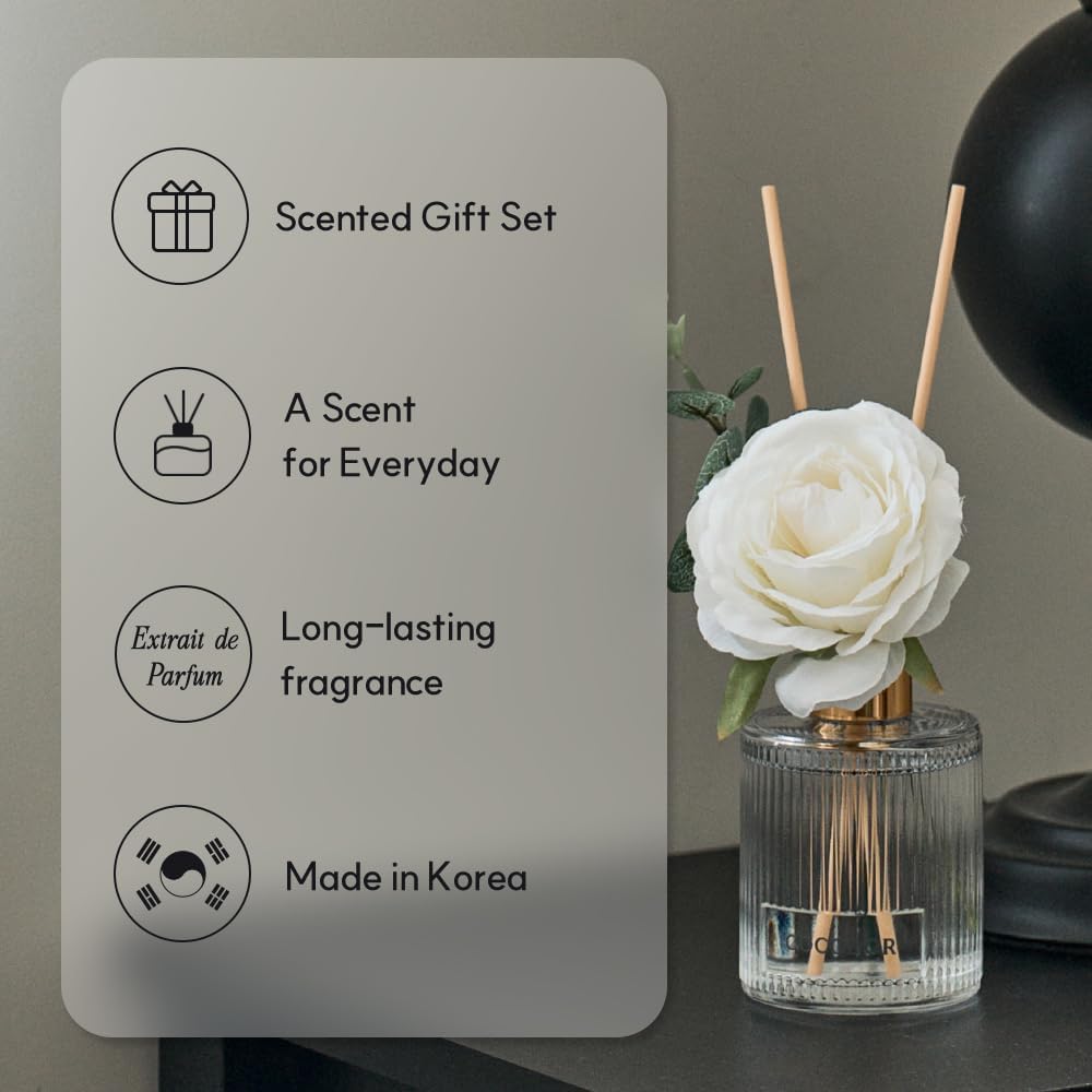 COCODOR Silk Flower Reed Diffuser Set, Black Cherry, 6.7 oz, Home Décor
