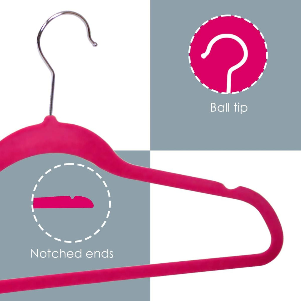 Home Basics Clothes (Pack of 10), Fuchsia, Velvet Hangers