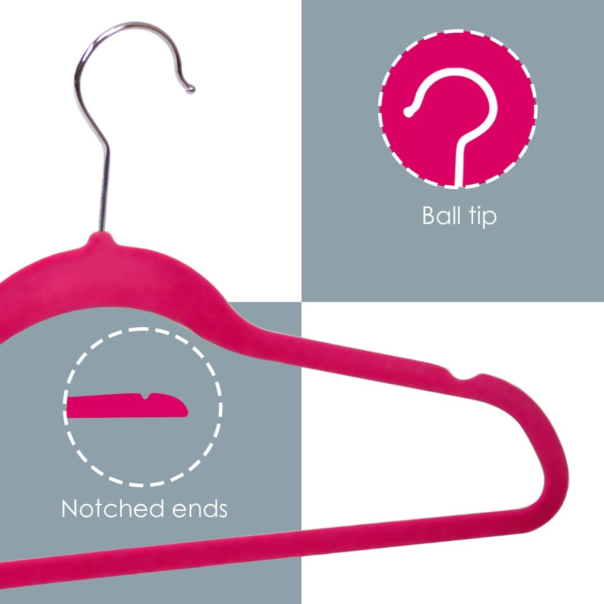 Home Basics Clothes (Pack of 10), Fuchsia, Velvet Hangers
