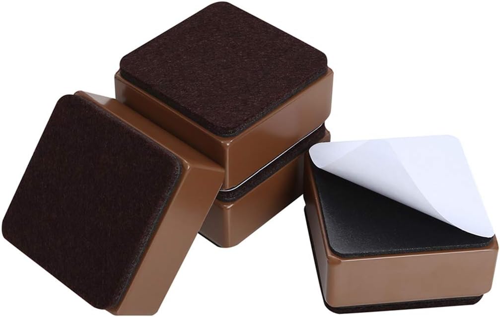 Ezprotekt 1.2 Inch Bed and Furniture Risers, Heavy Duty Square Sofa Tables Couch Chair Risers, Width 2.4"-Adds 1.2" Height, Supports 20,000 lbs, Protect Carpet & Floors from Scratches (4 Pack, Brown)