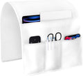 Sofa Armrest Organizer Bedside Caddy, White Non Slip Couch Remote Control Holder for Recliner, Pure White Arm Chair Caddy with Pocket for Magazine, Phone, 13''x35''