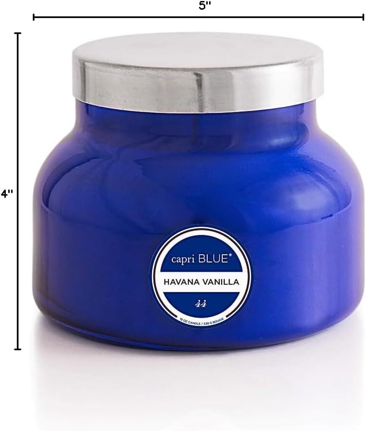 Capri Blue Havana Vanilla Scented Candle | Glass Jar | Blue, 19 oz