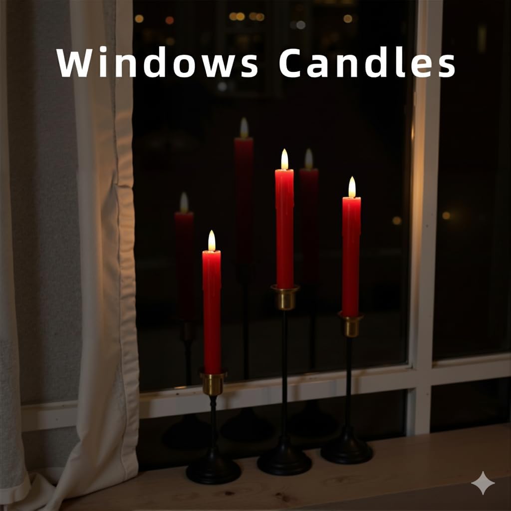 6.7 Inch LED Candles Battery Operated, Red, Set of 6