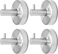 4 Pcs Silver Suction Cup Towel Hooks, Stainless Steel Bathroom Shower Hooks, No Drill Heavy-Duty Bathrobe Suction Wall Hooks,Strong Holder for Hanging Towel, Robe, Coat - Waterproof & Rustproof