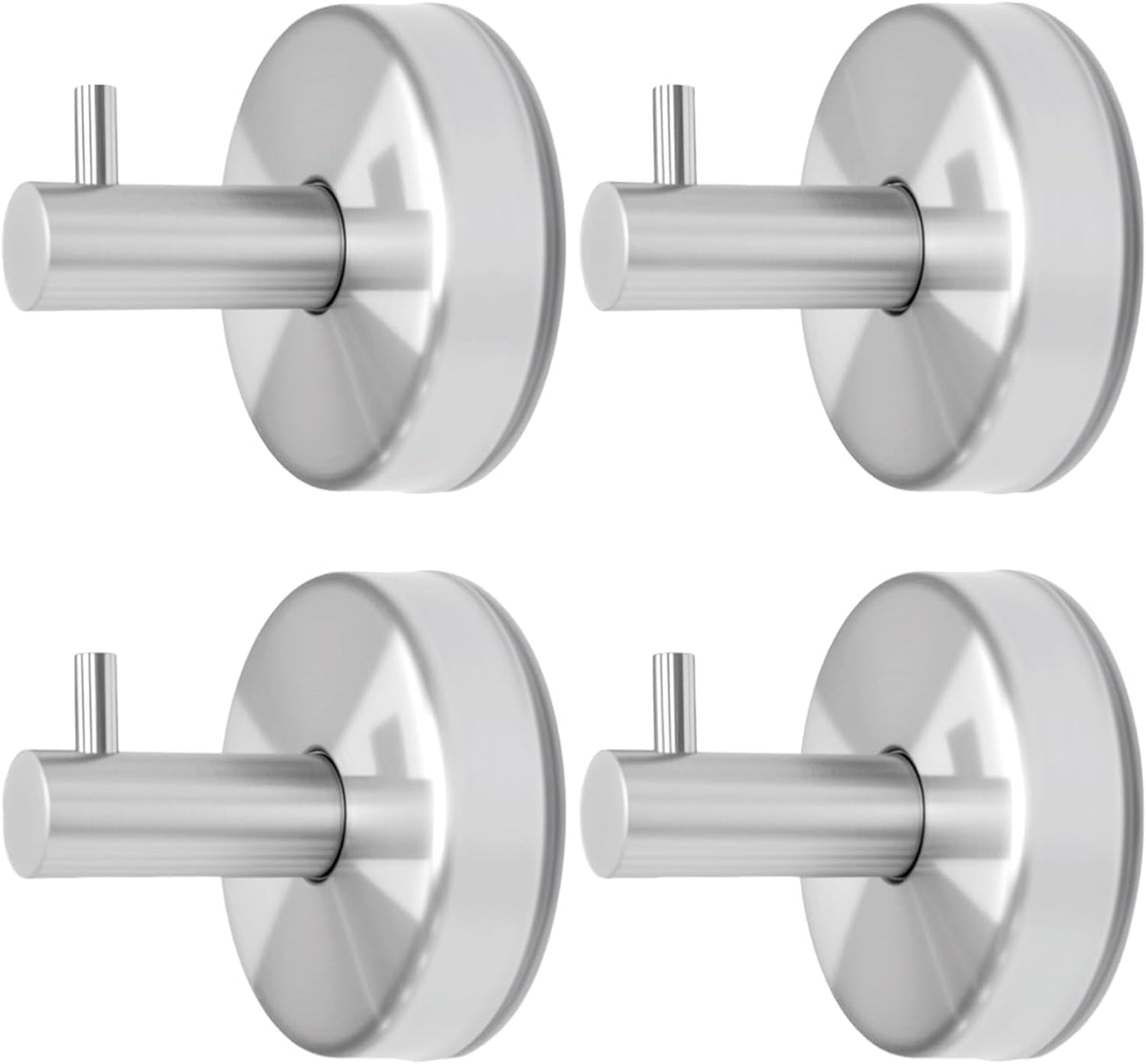 4 Pcs Silver Suction Cup Towel Hooks, Stainless Steel Bathroom Shower Hooks, No Drill Heavy-Duty Bathrobe Suction Wall Hooks,Strong Holder for Hanging Towel, Robe, Coat - Waterproof & Rustproof