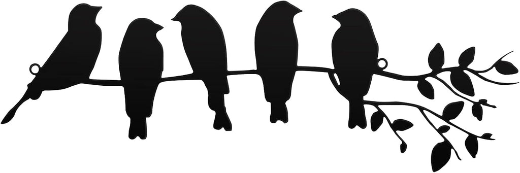 Ferraycle Metal Bird Wall Art, Birds on Branch Sculpture, Black