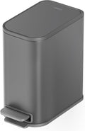 Cesun Small Bathroom Trash Can with Lid Soft Close & Pedal, 1.3 Gal, Gray