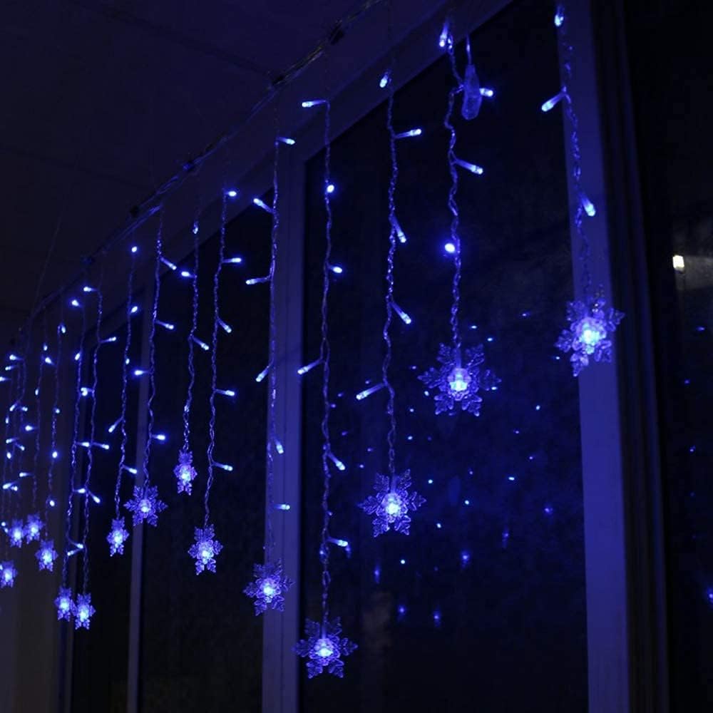 Snowflake LED Curtain Lights, Plug-in 19Ft/6M 96 LEDs Fairy String Lights