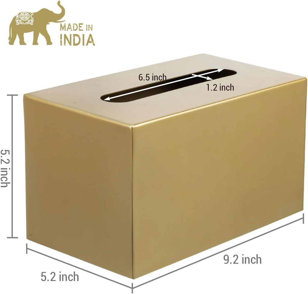MyGift Brass-Tone Stainless Steel Rectangular Tissue Box Cover