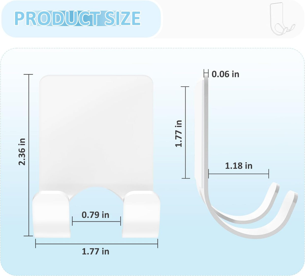 VIS'V Shower Wall Adhesive Razor Holder for His and Hers, White, 2 Pcs