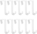 Over The Door Hooks, 10 Pcs Plastic Over The Door Hooks Hangers Durable Cabinet Door Hooks Organizer White Door Hooks for Bathroom, Bedroom, Kitchen (White)