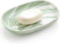 OTHIX Ceramic Soap Dish with Unique Marble Texture, Decorative Bar Soap Holder for Bathroom and Kitchen, Cute Soap Dishes for Bar Soap, Jewelry, Ring (Green Texture)