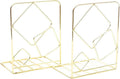 Agirlgle Bookends Metal Book Ends Heavy Duty Modern Decorative Bookend Bookshelf Decor for Home Library Office School Book Display Desktop Organizer Gift (Gold)