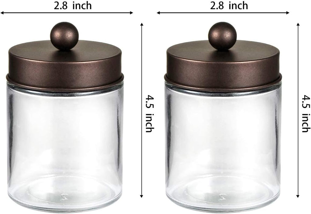 Amolliar Apothecary Jar Bathroom Storage Qtip Holder Glass, Bronze 2Pack