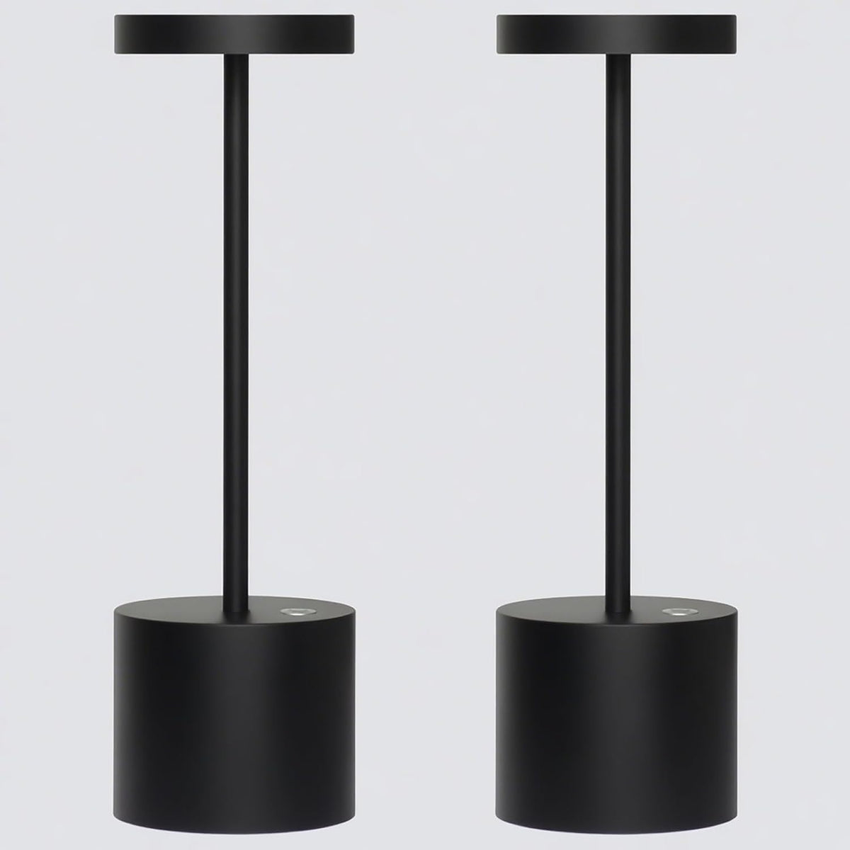 Cordless Rechargeable LED Table Lamp Set of 2, Matte Black