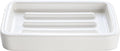 Matte Ceramic Soap Dish with Raised Ridges, Rectangle Bar Soap Holder for Bathroom Counter, Shower and Kitchen Sink, White