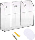 Clear Acrylic TV Remote Control Holder Remote Control Caddy Wall Mount Media Organizer Storage Box Rack for Phone Air Conditioner TV Remote Control Storage Case, 3 Slots