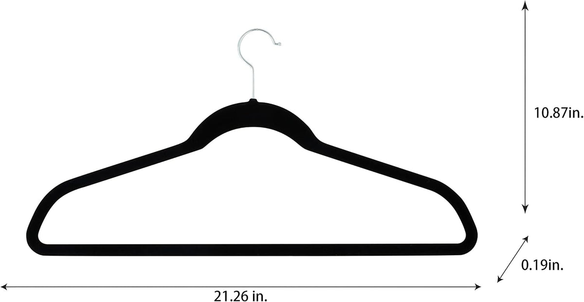 Simplify Extra Wide 21” Velvet Coat Hangers | 6 Pack | Slim Design | Heavy Duty | Holds 10 Pounds | Closet Organization | Shirt & Clothes | Black