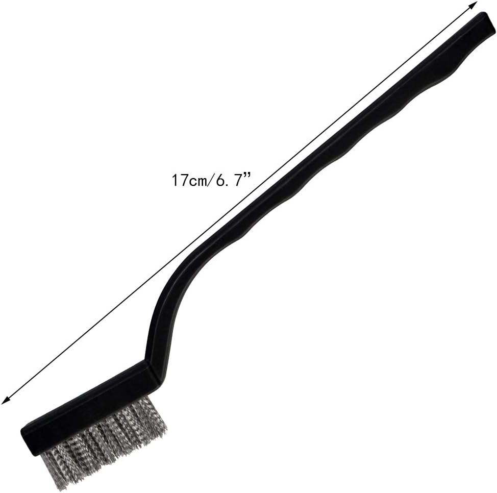 Topbuti 15 Pcs Mini Stainless Steel Wire Brush Set for Cleaning Welding Slag Rust, Wire Bristle Scratch Brush Set, Curved Handle Brushes